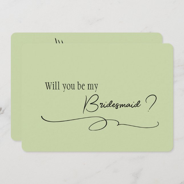 Sage Minimal Calligraphy Bridesmaid Proposal    Invitation (Front/Back)
