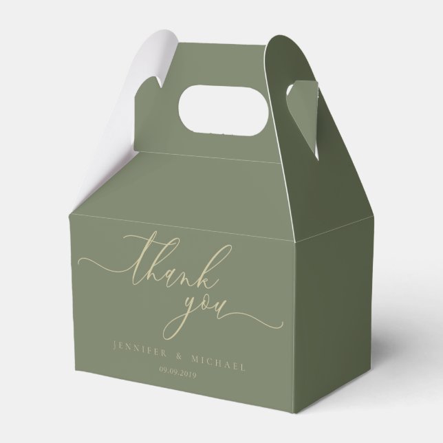 Sage Minimal Signature Thank you Favour Box (Front Side)