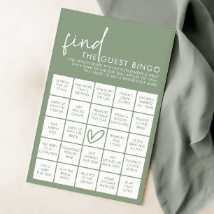 Sage Minimalist Bridal Shower Guest Bingo Game