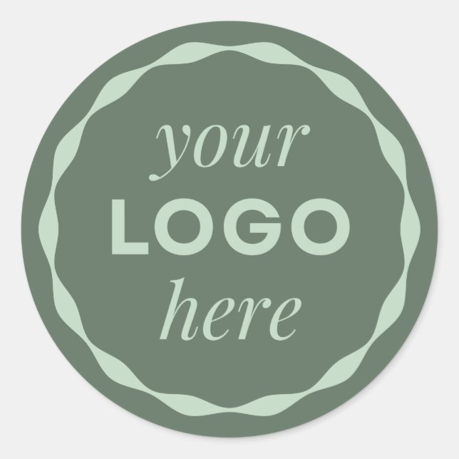 Sage Minimalist  Logo Scalloped Circle Sticker (Front)