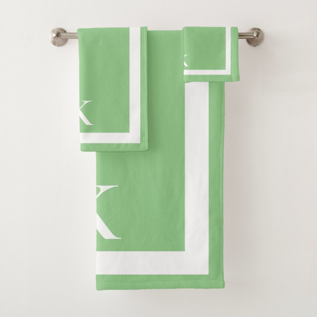 Sage Minimalist Monogrammed Luxury Spa  Bath Towel Set (Insitu)