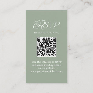 Sage Minimalist QR Code RSVP Scan to Reply Enclosure Card