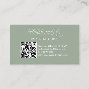 Sage Minimalist QR Code RSVP Scan to Reply Enclosure Card