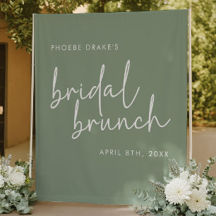 Sage Minimalist Script Bridal Brunch Backdrop Tapestry