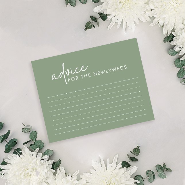  Sage Minimalist Script Bridal Shower Advice Card (Creator Uploaded)