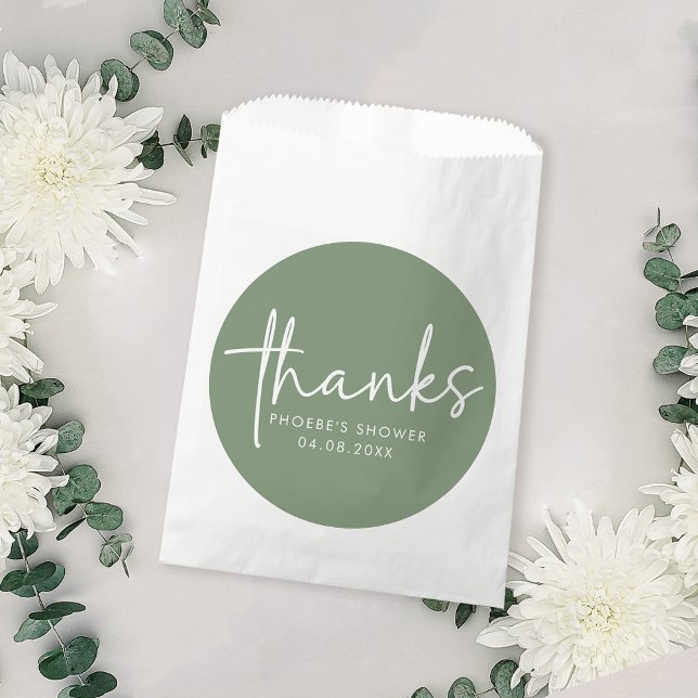 Sage Minimalist Script Bridal Shower Favour Bags (Creator Uploaded)