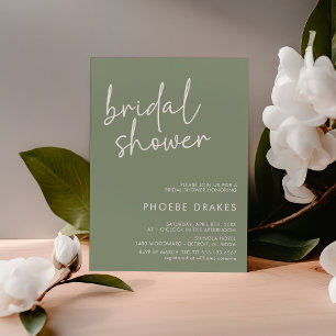 Sage Minimalist Script Bridal Shower Invitation