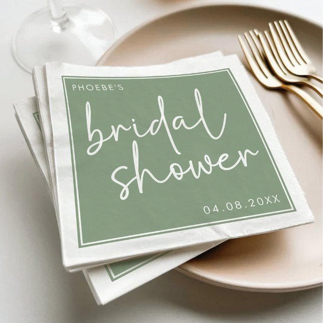 Sage Minimalist Script Bridal Shower Napkin (Creator Uploaded)
