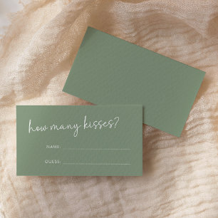 Sage Minimalist Script How Many Kisses Game Enclosure Card