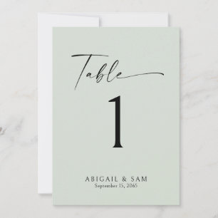 Sage Minimalist Wedding Table Number