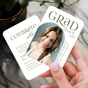 Sage Modern Arch Photo Graduation Announcement