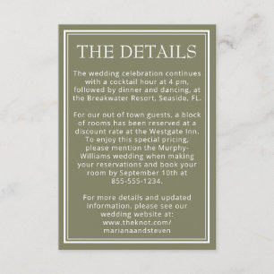 Sage Modern Border Minimalist Wedding Enclosure Card