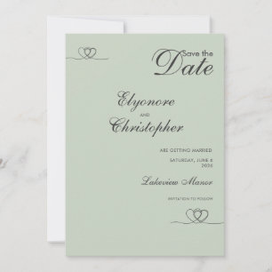 Sage Modern Chic Wedding Save The Date Invitation