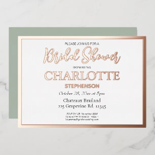 Sage Modern Classic Bridal Shower Rose Gold Border