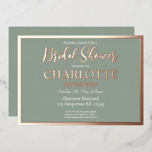Sage Modern Classic Bridal Shower Rose Gold Border