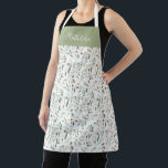 Sage modern minimal botanical elegant personalised apron<br><div class="desc">Modern minimum foliage green script personalised apron. Hand painted eucalyptus,  minimal foliage and modern rustic rattan wreath give this design a luxurious feel. In classy greens,  browns,  black,  sage green and greys.</div>