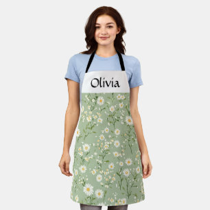 Sage modern minimal botanical elegant personalised apron
