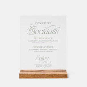 Sage Modern Minimalist Signature Cocktails Sign