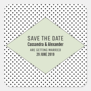 Sage Modern Polka Dots Save the Date Square Sticker