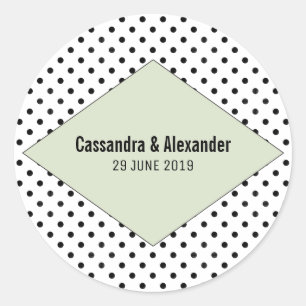 Sage Modern Polka Dots Wedding Classic Round Sticker