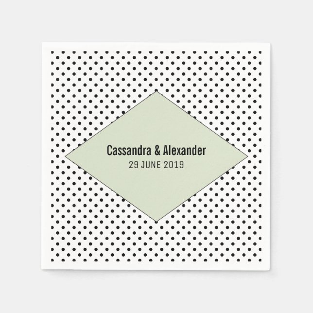 Sage Modern Polka Dots Wedding Napkin (Front)
