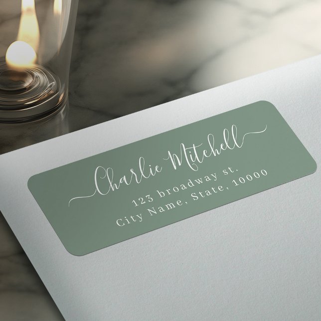 Sage Modern simple elegant script return address (Sage Modern simple elegant script return address Label)