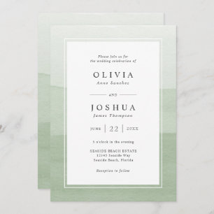 Sage Modern Wedding All In One Invitation