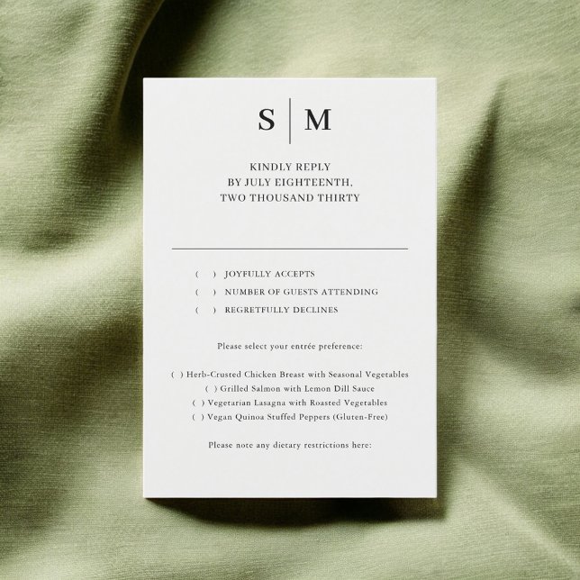 Sage Monogram Classic Wedding RSVP Card (Creator Uploaded)