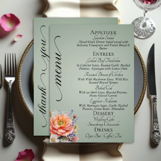 Sage - Monogram, Wildflowers & Thank You  Menu