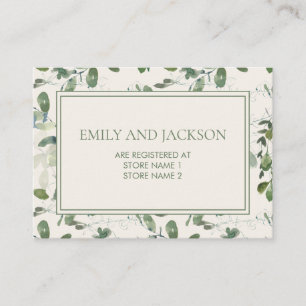 Sage Moss Green Leaves Cream Wedding Registry Enclosure Card