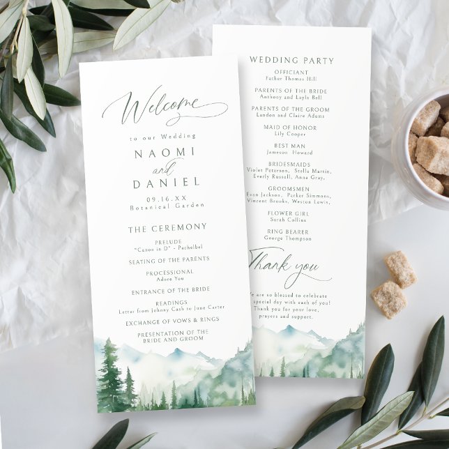 Sage Mountain Forest Rustic Wedding Programs Menu (Sage Mountain Forest Rustic Wedding Programs)
