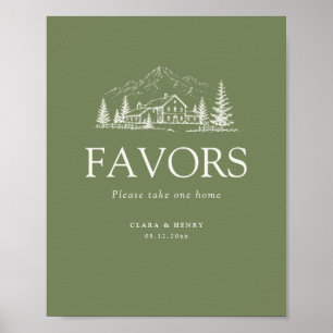 Sage Mountain Wedding Favour Table Sign