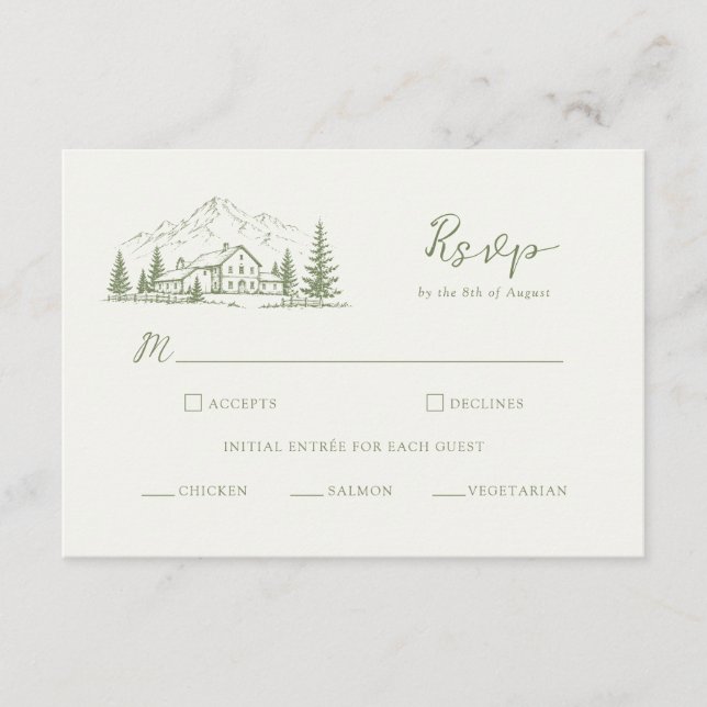 Sage Mountain Wedding RSVP Enclosure Card (Front)