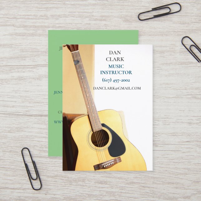 Sage Music Teacher/Musician/ Acoustic Guitar  Business Card (Front/Back In Situ)