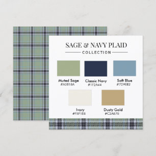 Sage & Navy Plaid Colour Palette Card