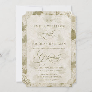 Sage Neutral Elegant Wedding Invitation