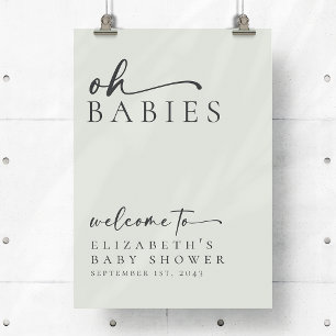 Sage Oh Babies Minimalist Baby Shower Welcome Sign