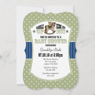 Sage Olive Blue Cowboy Baby Shower Invitation