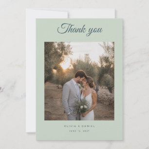 Sage Olive Branch Photo Wedding Thank You Card