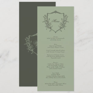 Sage Olive Crest Classic Elegant Wedding Menu