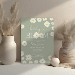 Sage Olive Floral Daisy Baby in Bloom Shower  Invitation