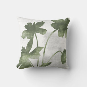 Sage Olive Green Botanical Daffodil Flowers Cushion