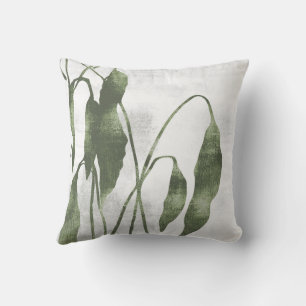 Sage Olive Green Botanical Greenery Leaves Cushion