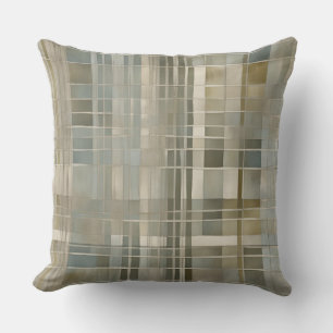 Sage Olive Green Dusty Blue Farmhouse Plaid Cushion