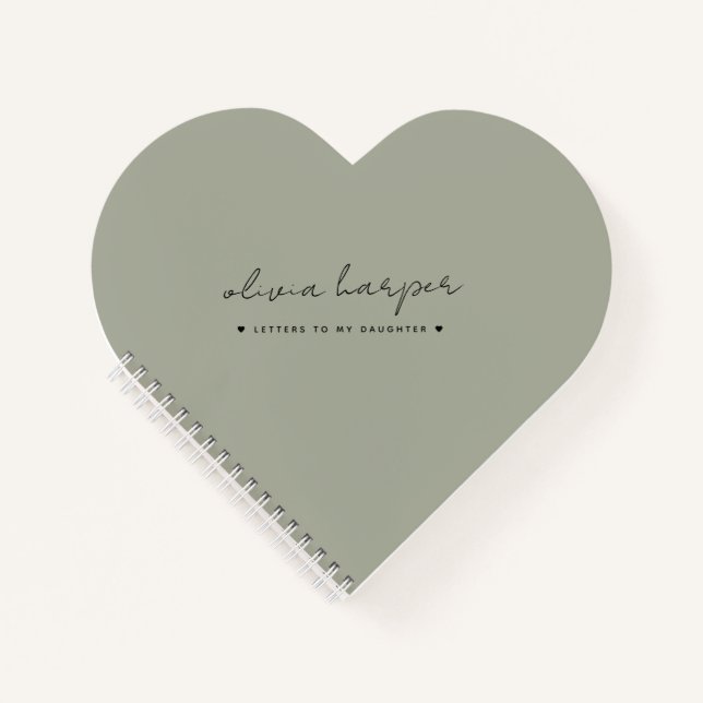 Sage Olive Green Letters to My Daughter Memory Notebook (Front)
