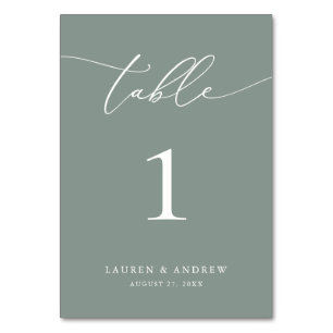 Sage Olive Green Minimalist Wedding   Event Custom Table Number