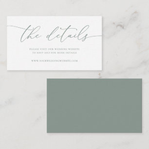 Sage Olive Green Modern Minimalist Wedding Enclosure Card