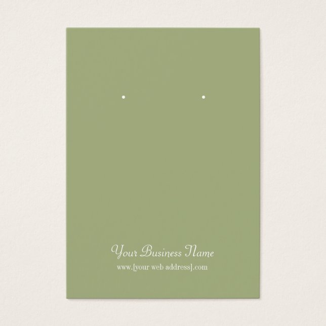 Sage Olive Green Plain Simple Custom Earring Card (Front)