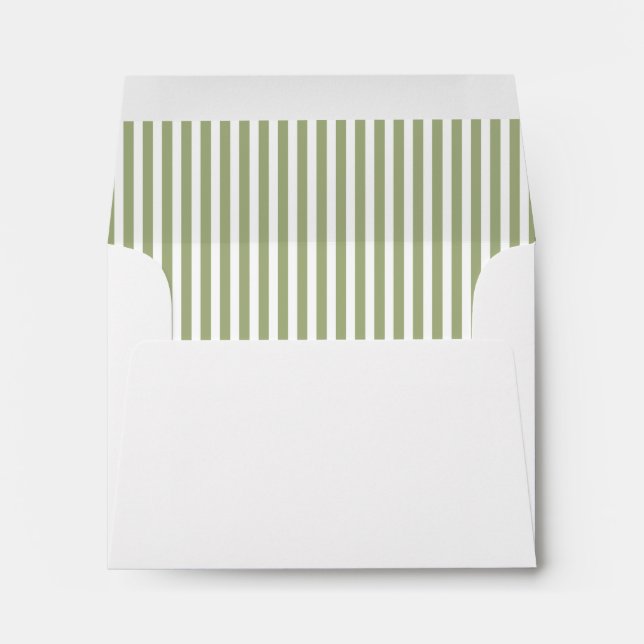 Sage Olive Green Stripe Lined Envelopes (Back (Bottom))