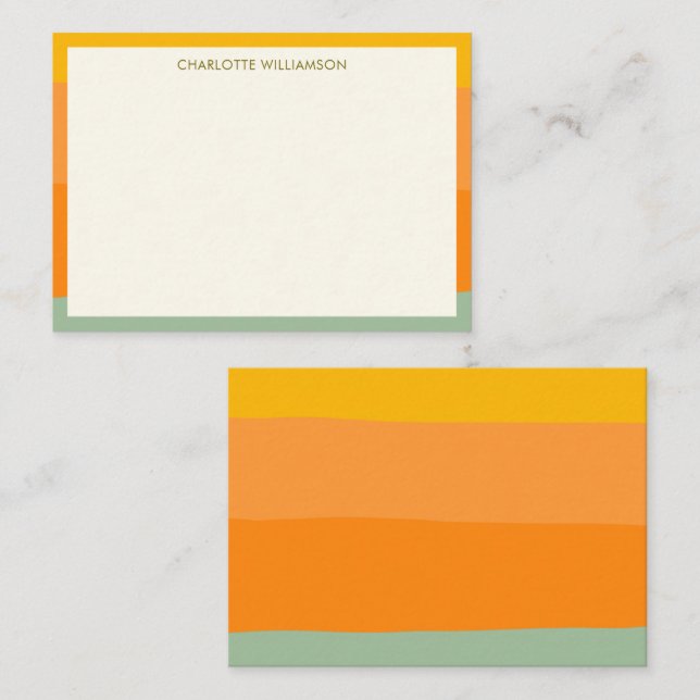 Sage Orange Border Name Custom Gift Enclosure Card (Front/Back)